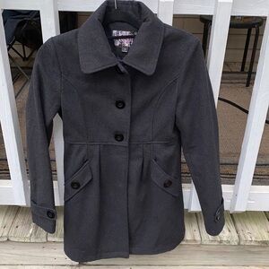 Krush Long Button Down Jacket Coat, size S